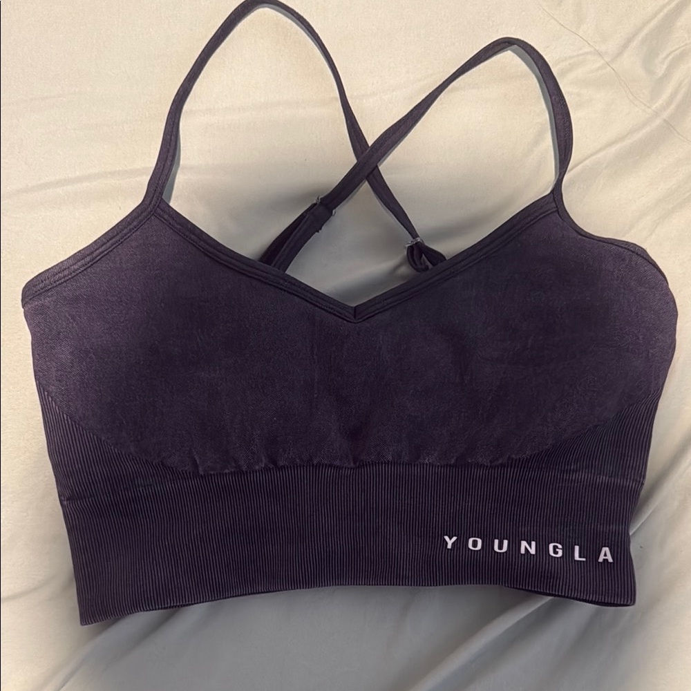 YoungLA Women's Dark Sports Bra with Strappy Back